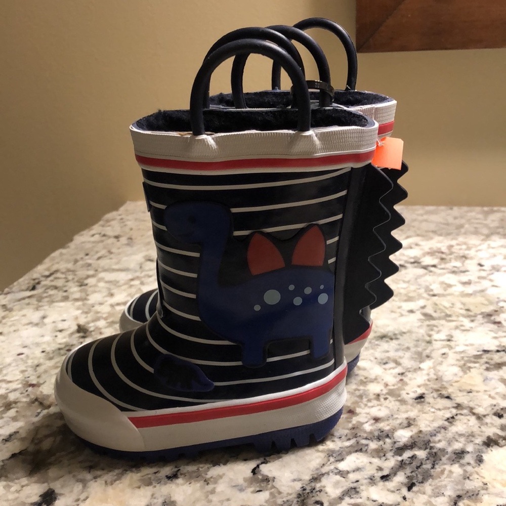 ❗️SOLD❗️NWT - Baby Rain Boots - Blue Dinosaurs - Size 4 - Picture 5 of 6